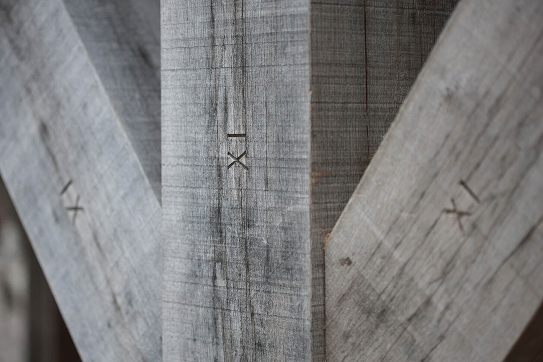 Green oak timber foundations at Veitch House, Roshven. By Helen Lucas Architects.